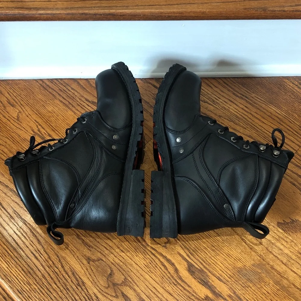 Milwaukee Leather 9050 Men's Leather Motorcycle Rider Boots + Superfeet Insoles!